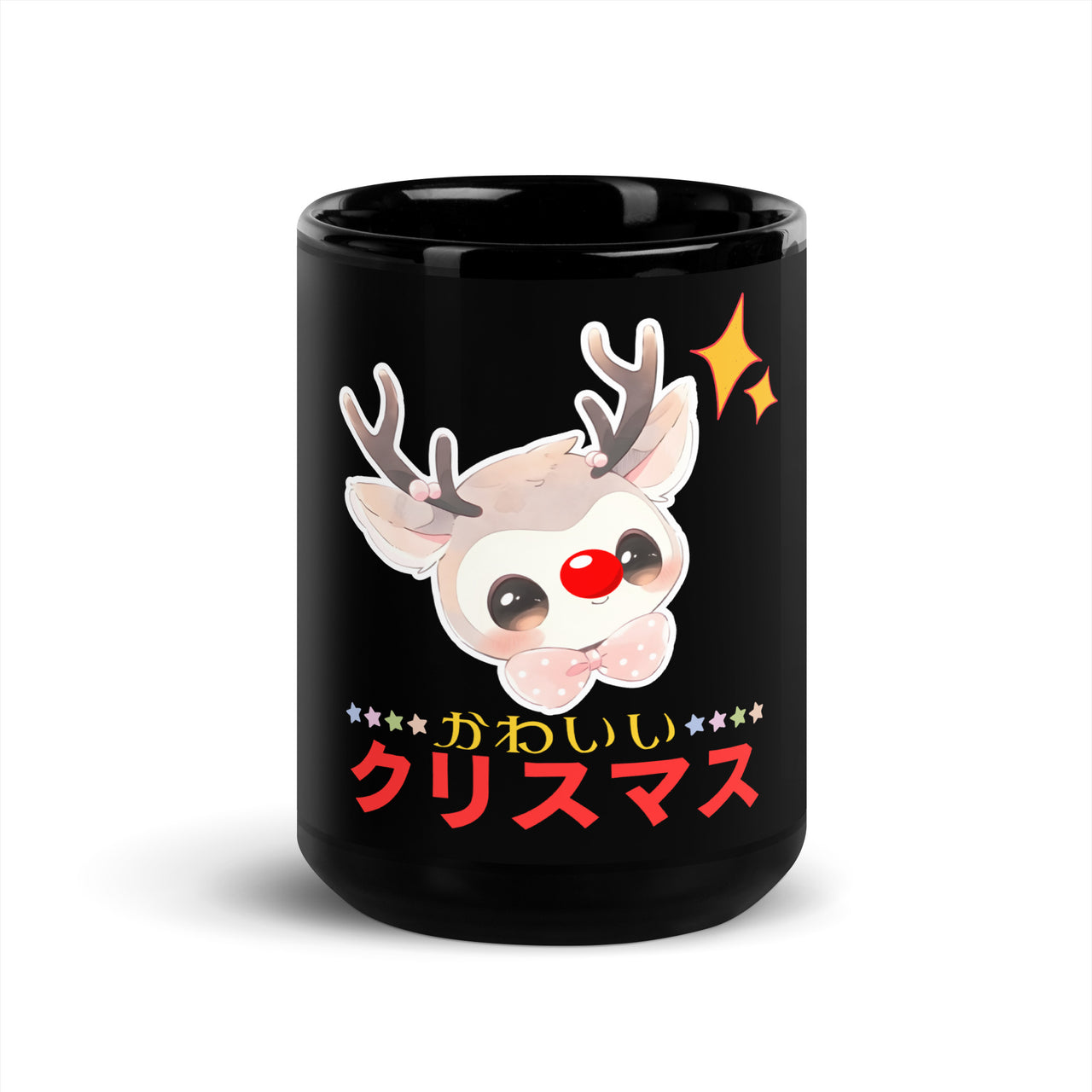 Kawaii Reindeer for a Japanese Christmas Black Mug
