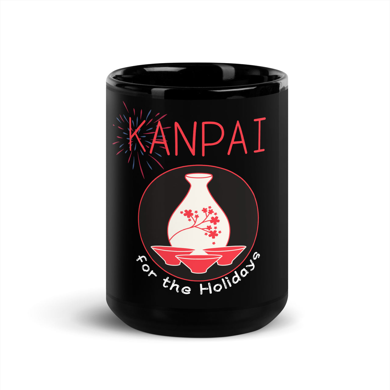 Kanpai for the Holidays Japanese Sake Black Mug