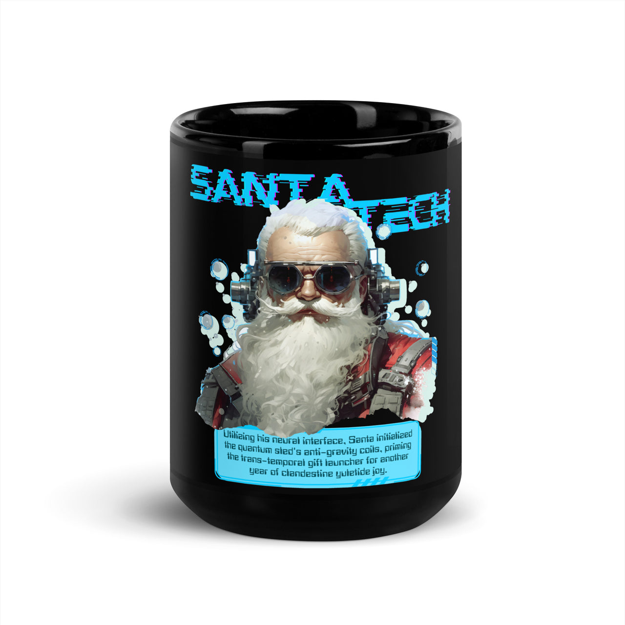 Santa Tech Cyberpunk Steampunk Christmas Black Mug