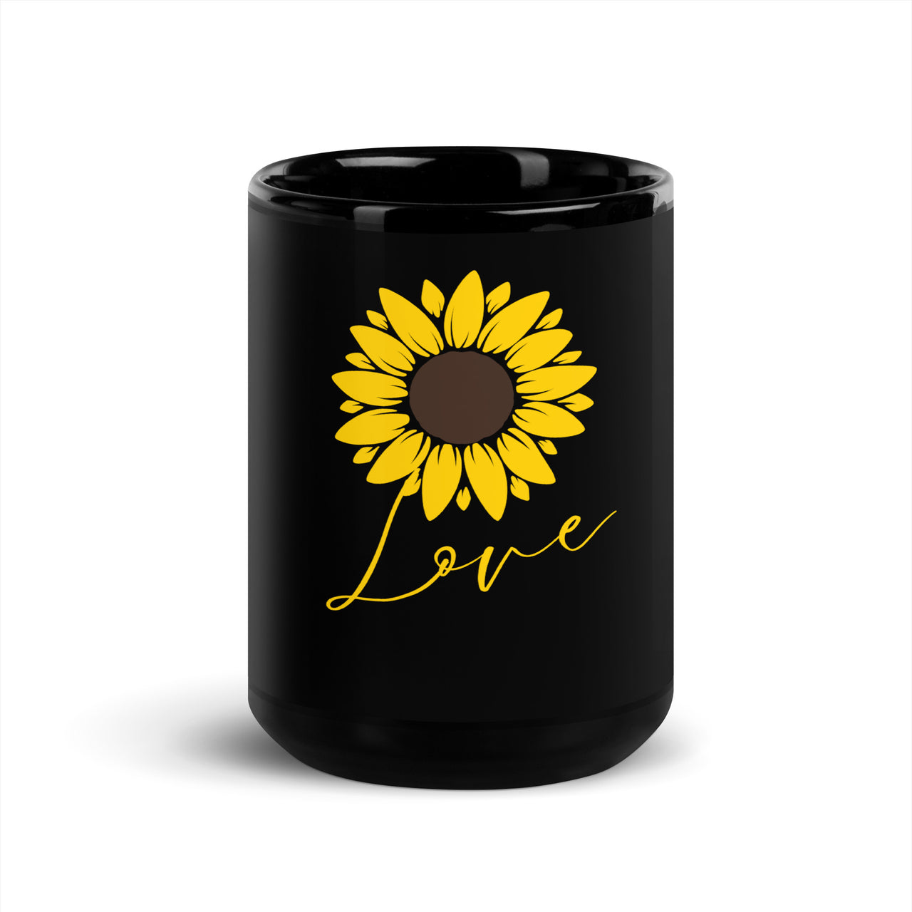 Sunflower Love Inspirational Positivity Black Mug