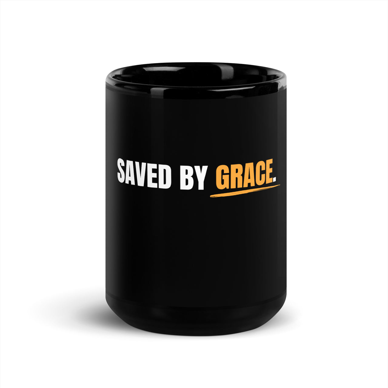 Saved by Grace Christian Faith Black Mug