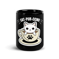 Thumbnail for Cat-Pur-Ccino Coffee and Cat Lovers Black Mug