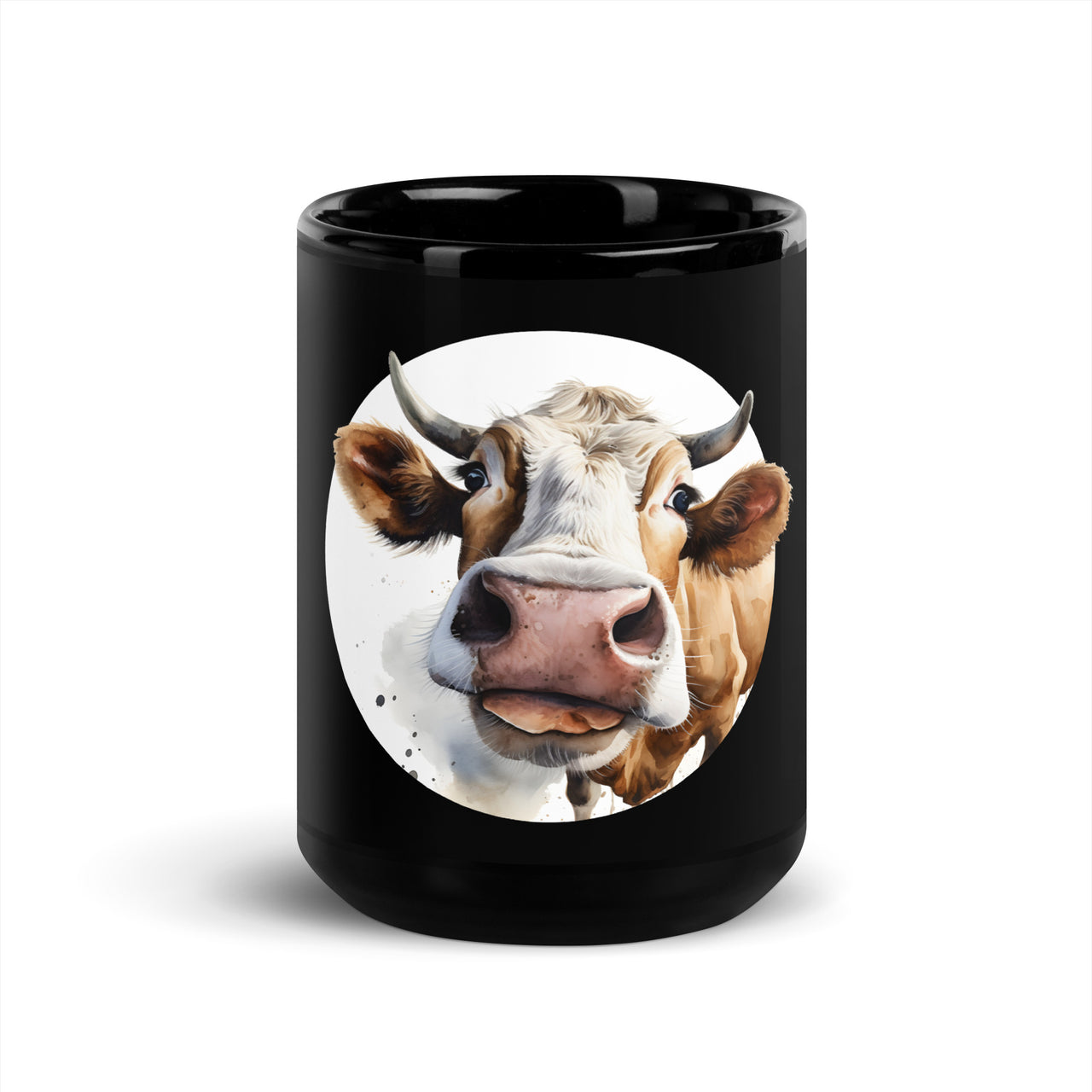 Talking Cow Close-Up Captivating Gaze Black Mug