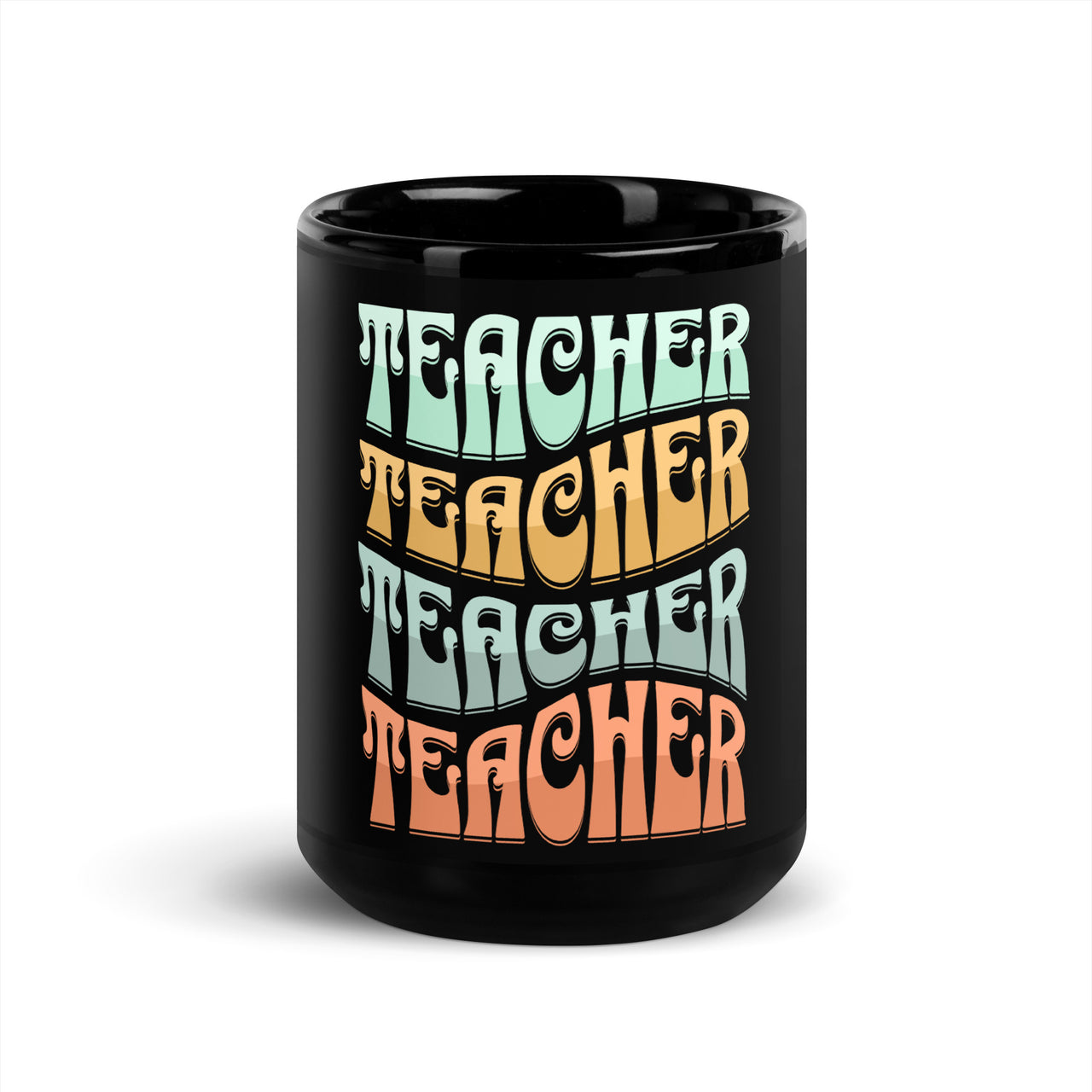 Teacher Waves Text Art Black Mug