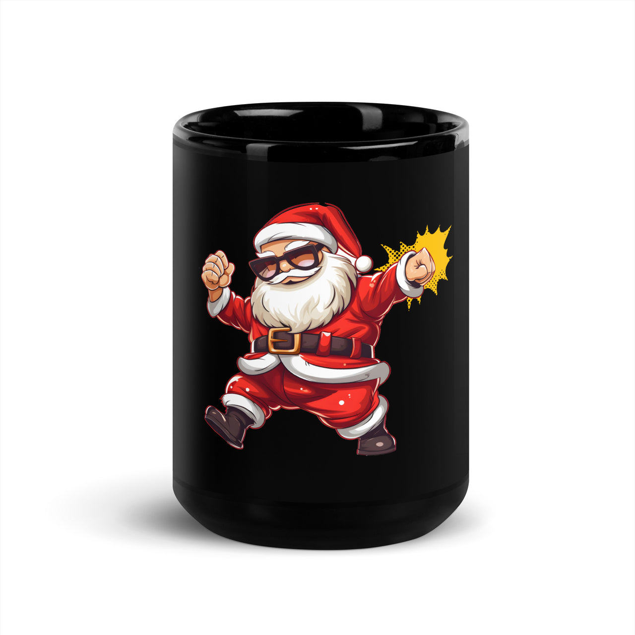 Santa's Knockout Dance Black Mug