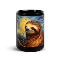Thumbnail for Starry Sloth Night: Impressionist Dream Black Mug