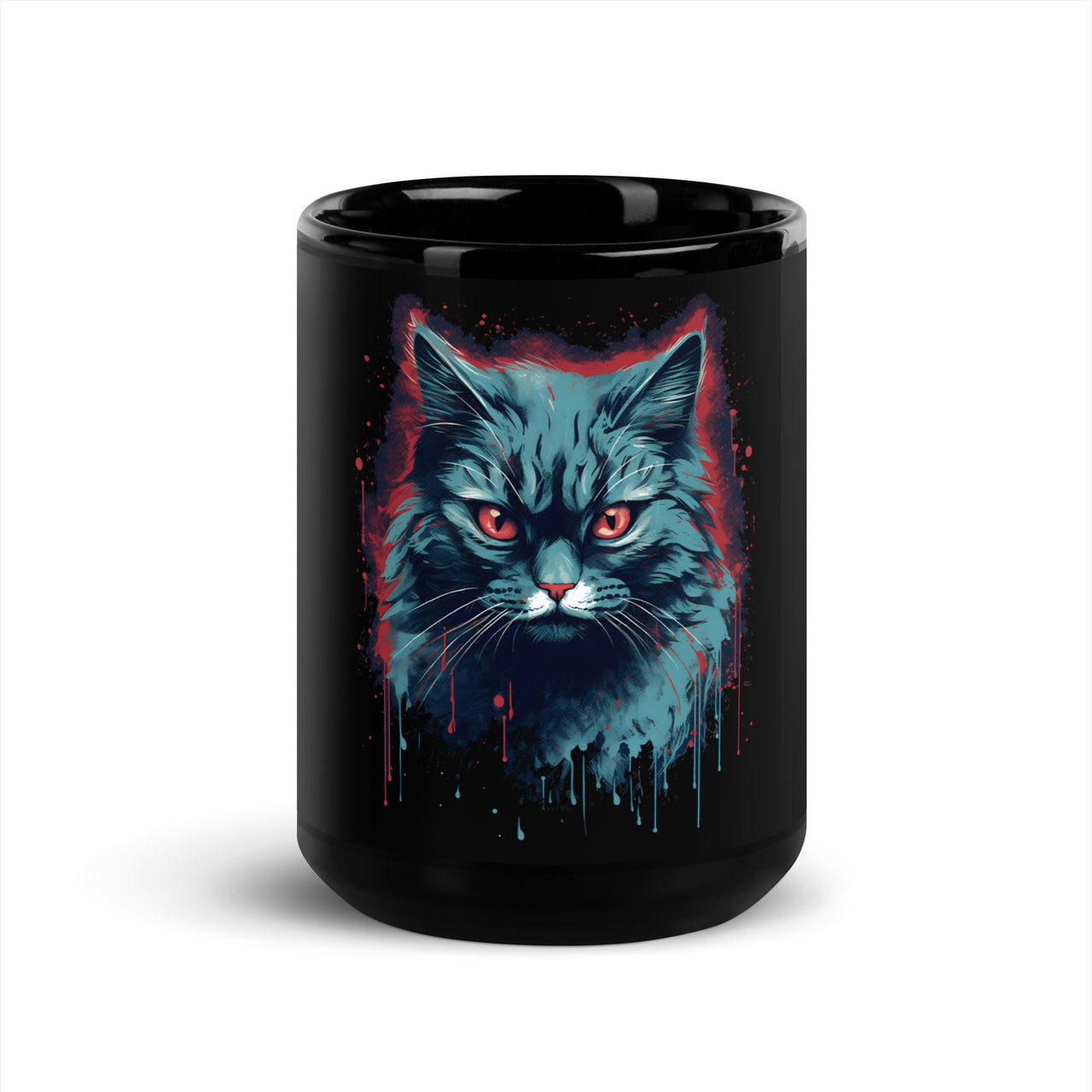 Mystic Stare: Black Cat with Red Eyes Black Mug