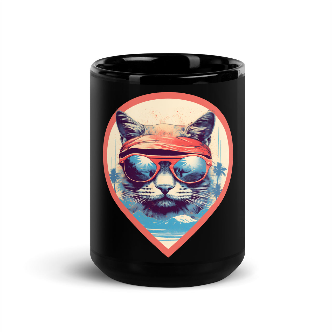 Cool Cat Groove: Vintage Style Black Mug