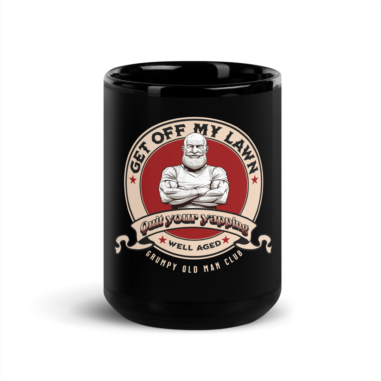 Get Off My Lawn: Well Aged and Grumpy Black Mug