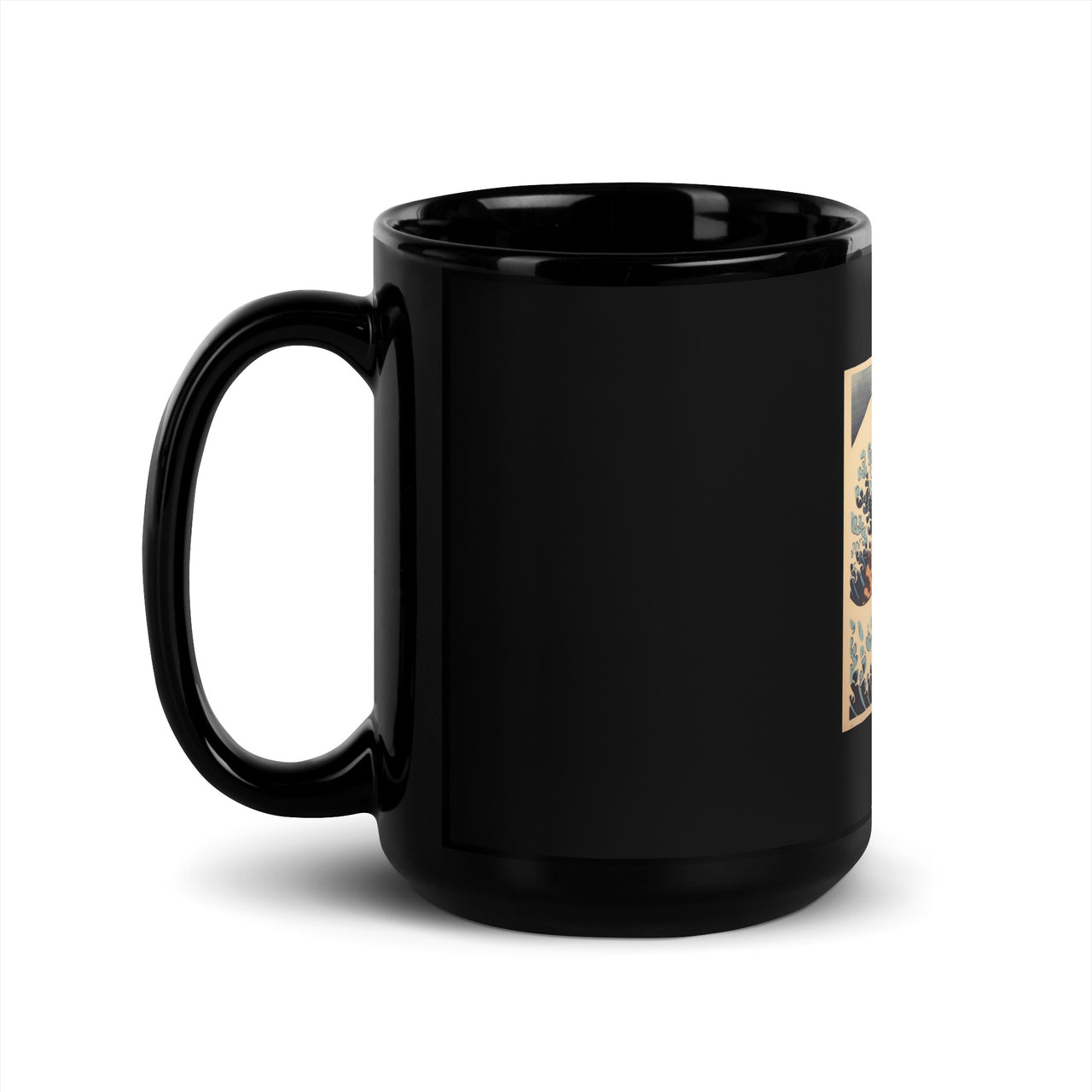 Riding the Wave - Ukiyo-e Cat Art Black Mug