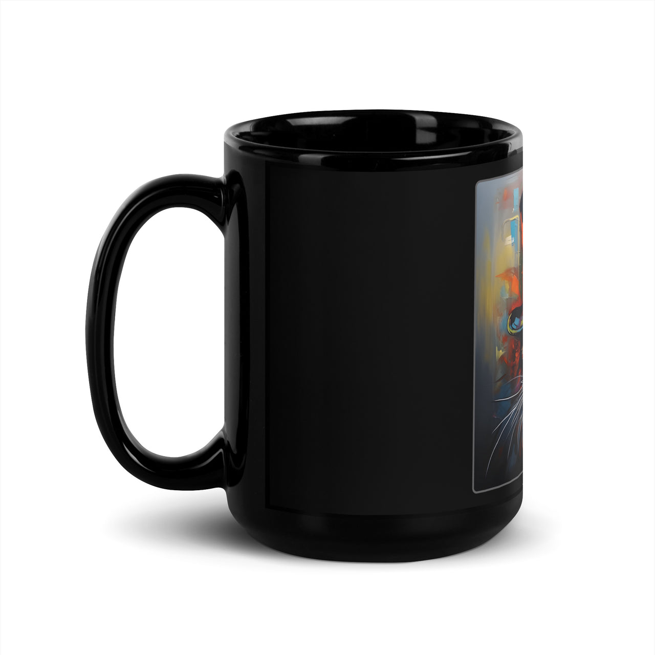 Abstract Steampunk Cat Mechanical Chic Black Mug