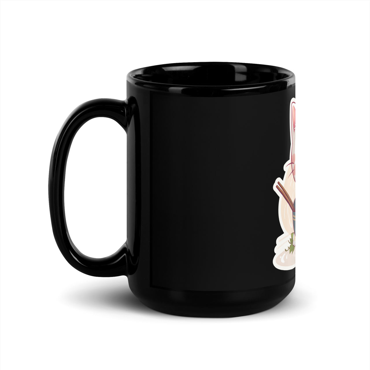 Sorry, No Ramen: Anime Cat in Bowl Black Mug