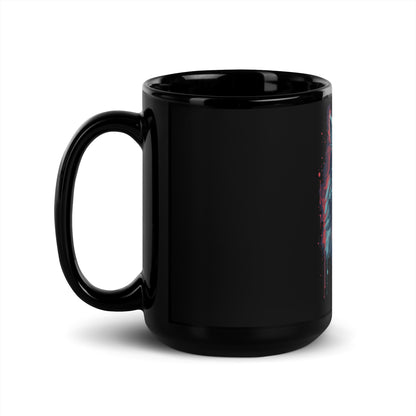 Mystic Stare: Black Cat with Red Eyes Black Mug