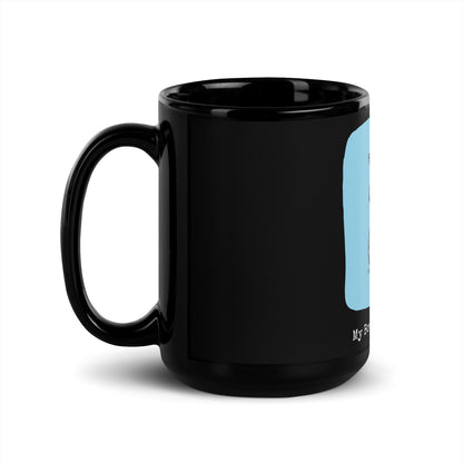 Pessimistic Kitty My Bowl is Half Empty Black Mug