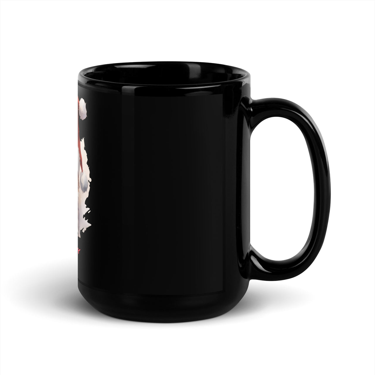 Meowy Christmas Festive Feline Black Mug