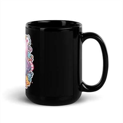 Kawaii Kingdom Anime Girl Cute Critters Black Mug