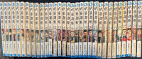All 31 spines of the Jujutsu Kaisen set in order, numbered 0 through 30, showing the character art strip along each spine