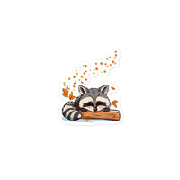 Thumbnail for Cozy Raccoon: Autumn Snooze Sticker