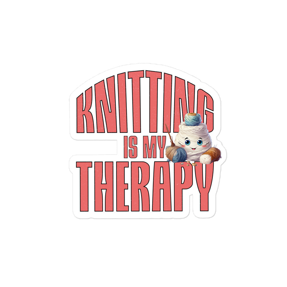 Knitting is my Therapy Worries Away Sticker