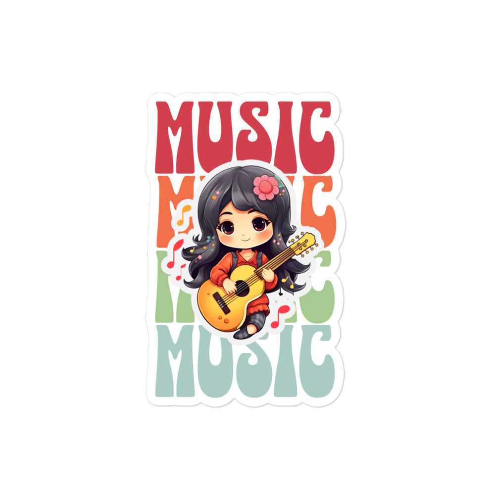 Colorful Music: Guitar Girl Sticker