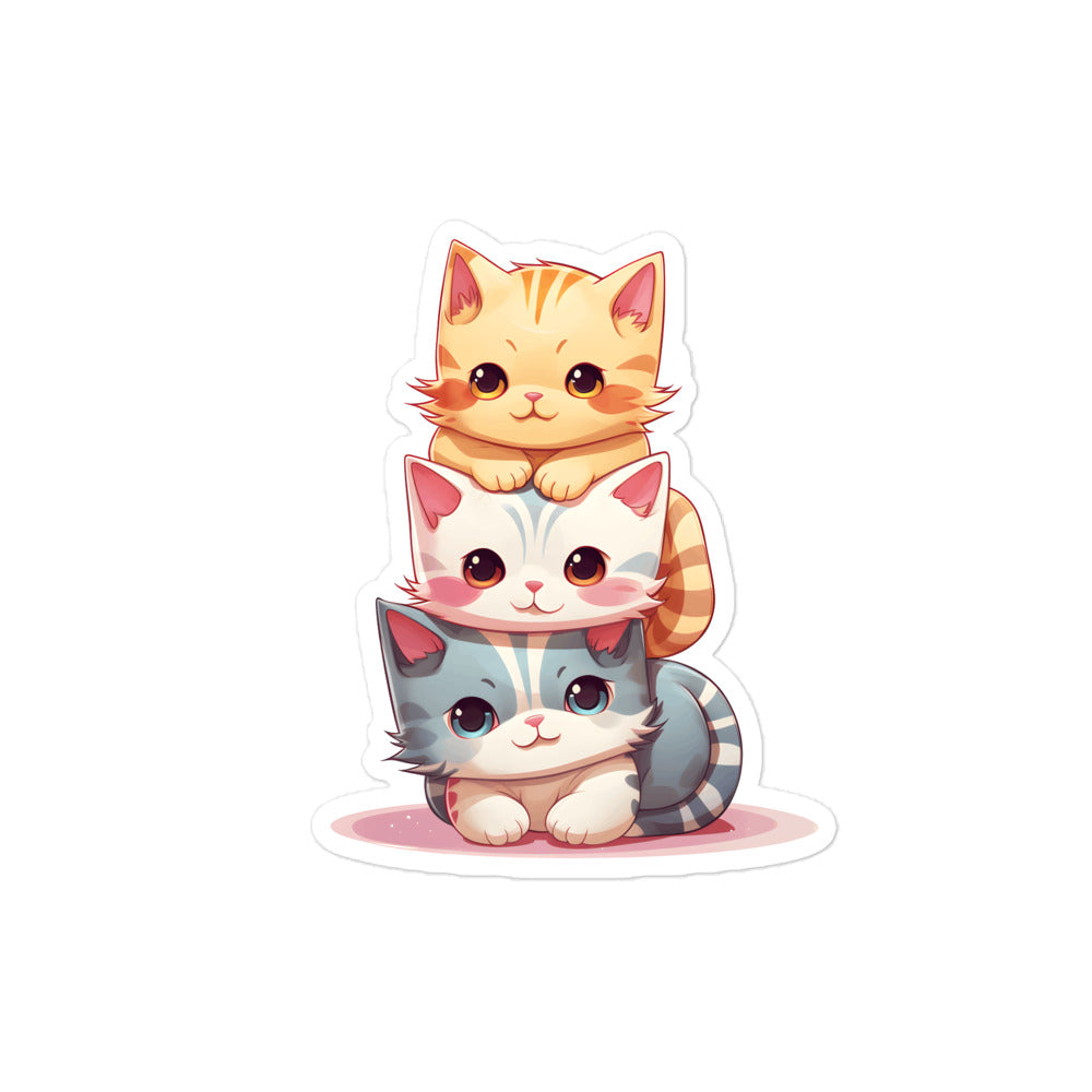 Cute Kawaii Cat Pile Stackable Cats Sticker