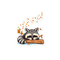 Thumbnail for Cozy Raccoon: Autumn Snooze Sticker