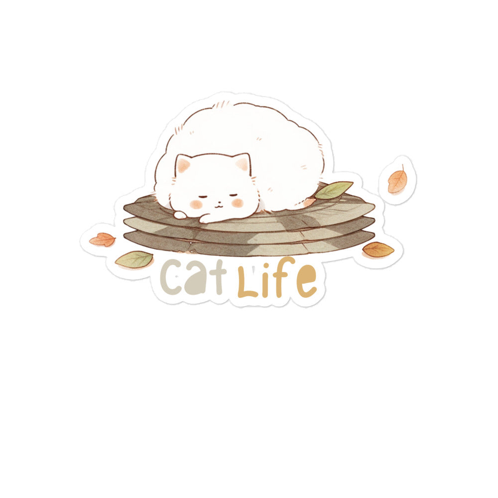 Slumbering Autumn Cat Life Art Design Sticker