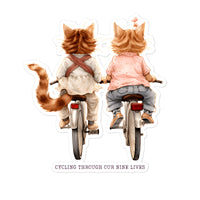 Thumbnail for Cycling Through Nine Lives: Cute Cat Duo Sticker