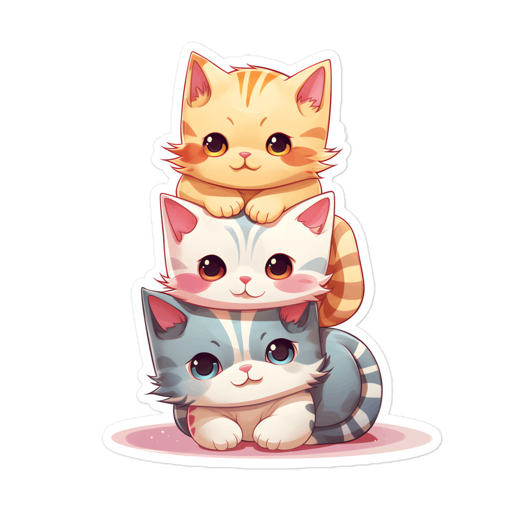 Pretty Cat Sticker Cute Kawaii Cat Pile Stackable Cats Sticker