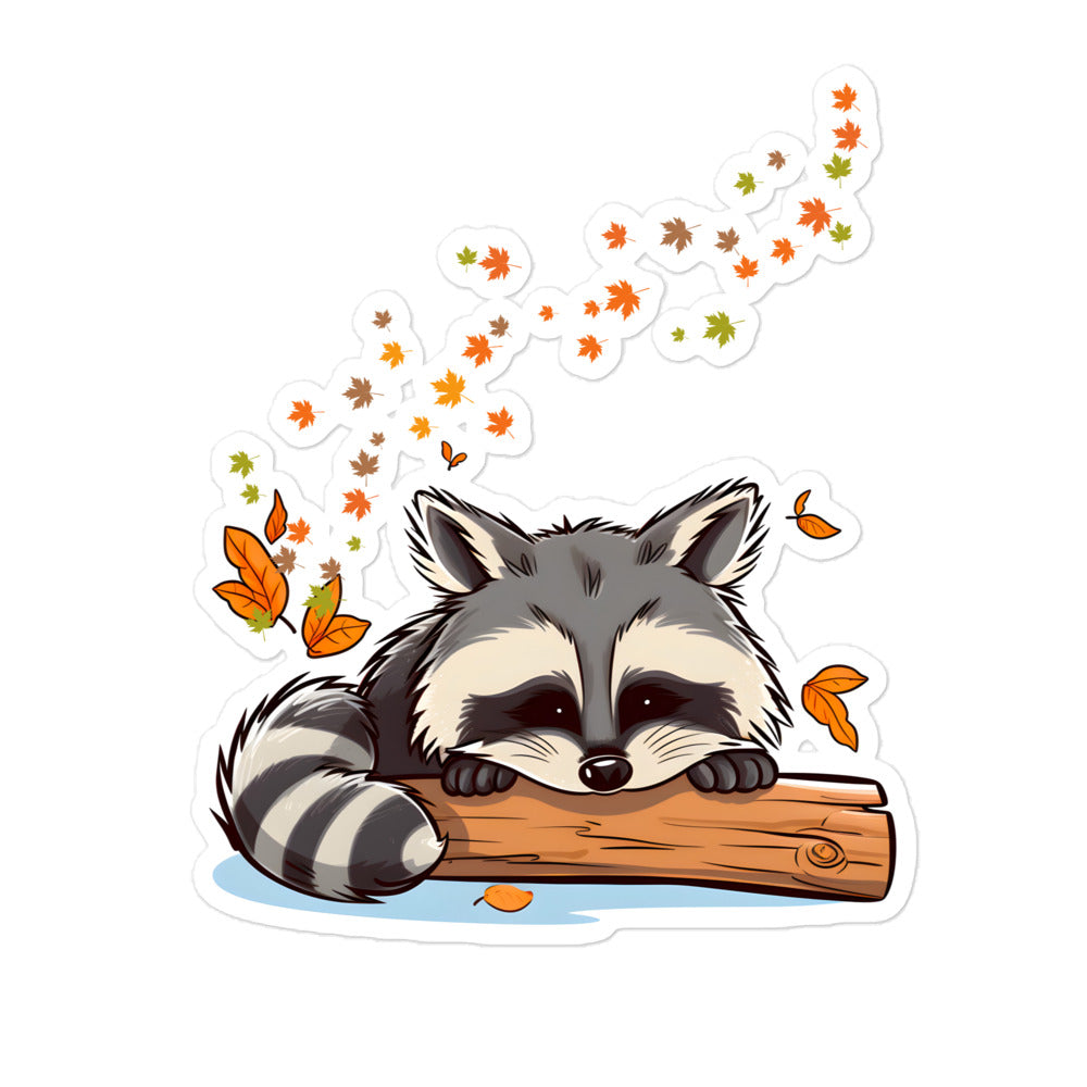 Cozy Raccoon: Autumn Snooze Sticker