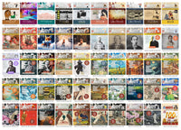 Wall of all 50 Makoto Magazine covers, issues 51 through 100