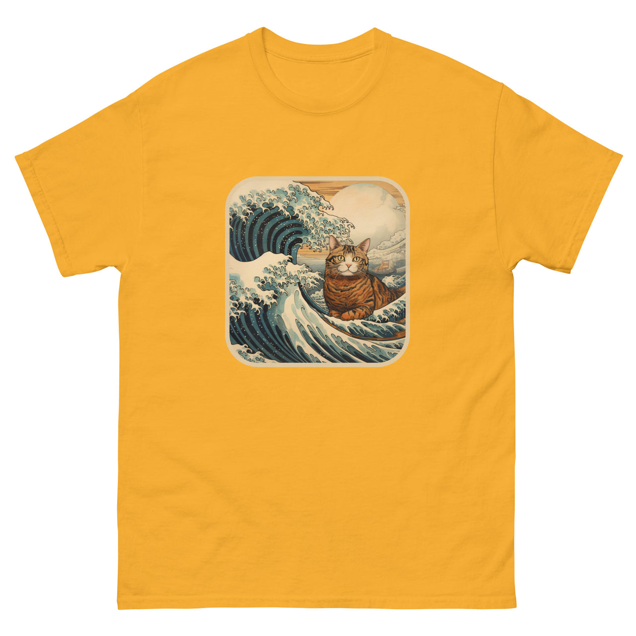 Ukiyo-e Cat Resting the Wave T-Shirt