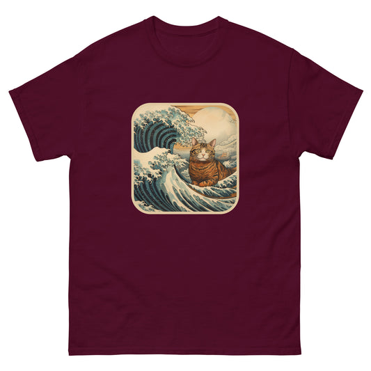 Ukiyo-e Cat Resting the Wave T-Shirt
