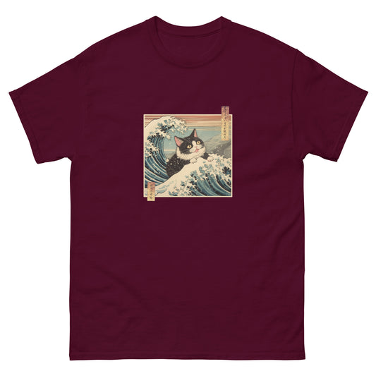 A Fearsome Cat Ukiyo-e Great Wave T-Shirt