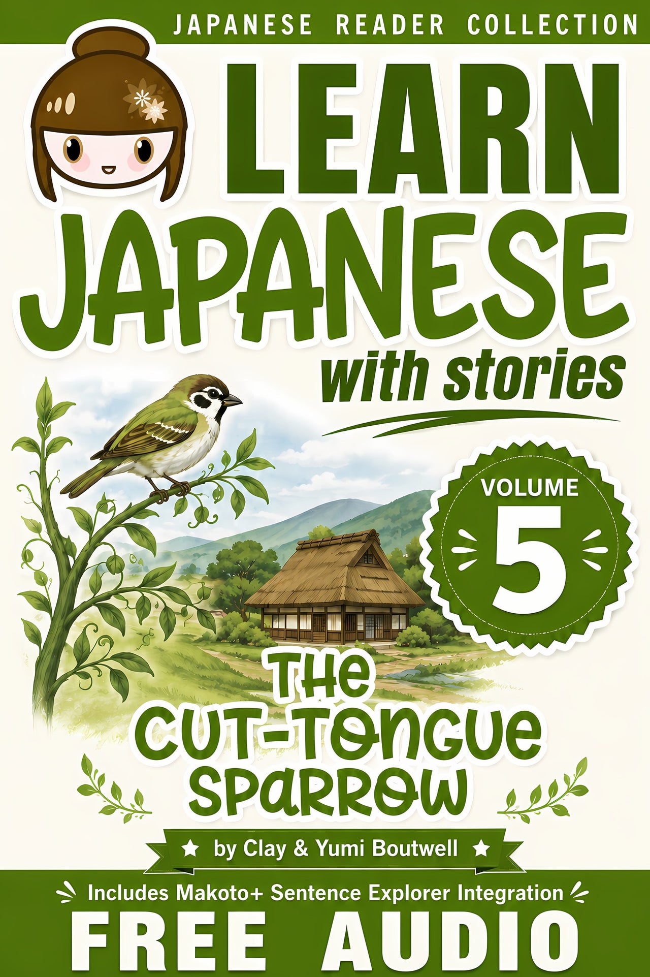 Front cover of Learn Japanese with Stories Volume 5: Shitakiri Suzume, 2026 Revised Edition