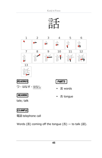 Kanji in Focus, page 46 of Learn Japanese with Yokai Volume 2: The Tengu