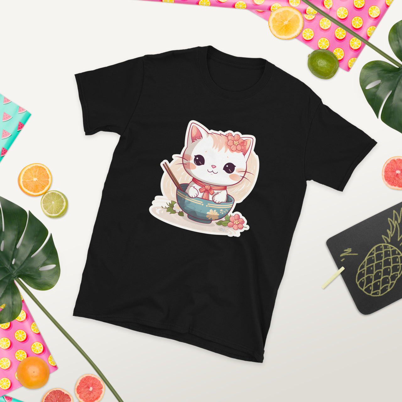 Sorry, No Ramen: Anime Cat in Bowl T-Shirt