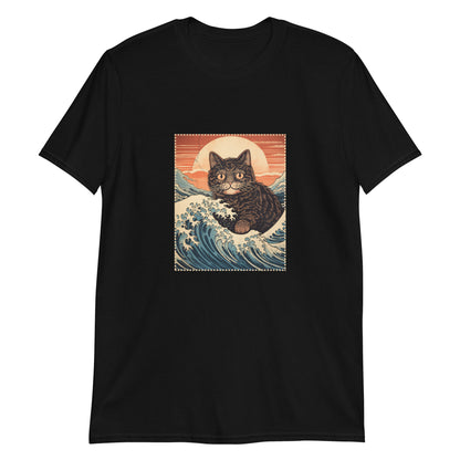 Ukiyo-e Cat Rides the Wave T-Shirt
