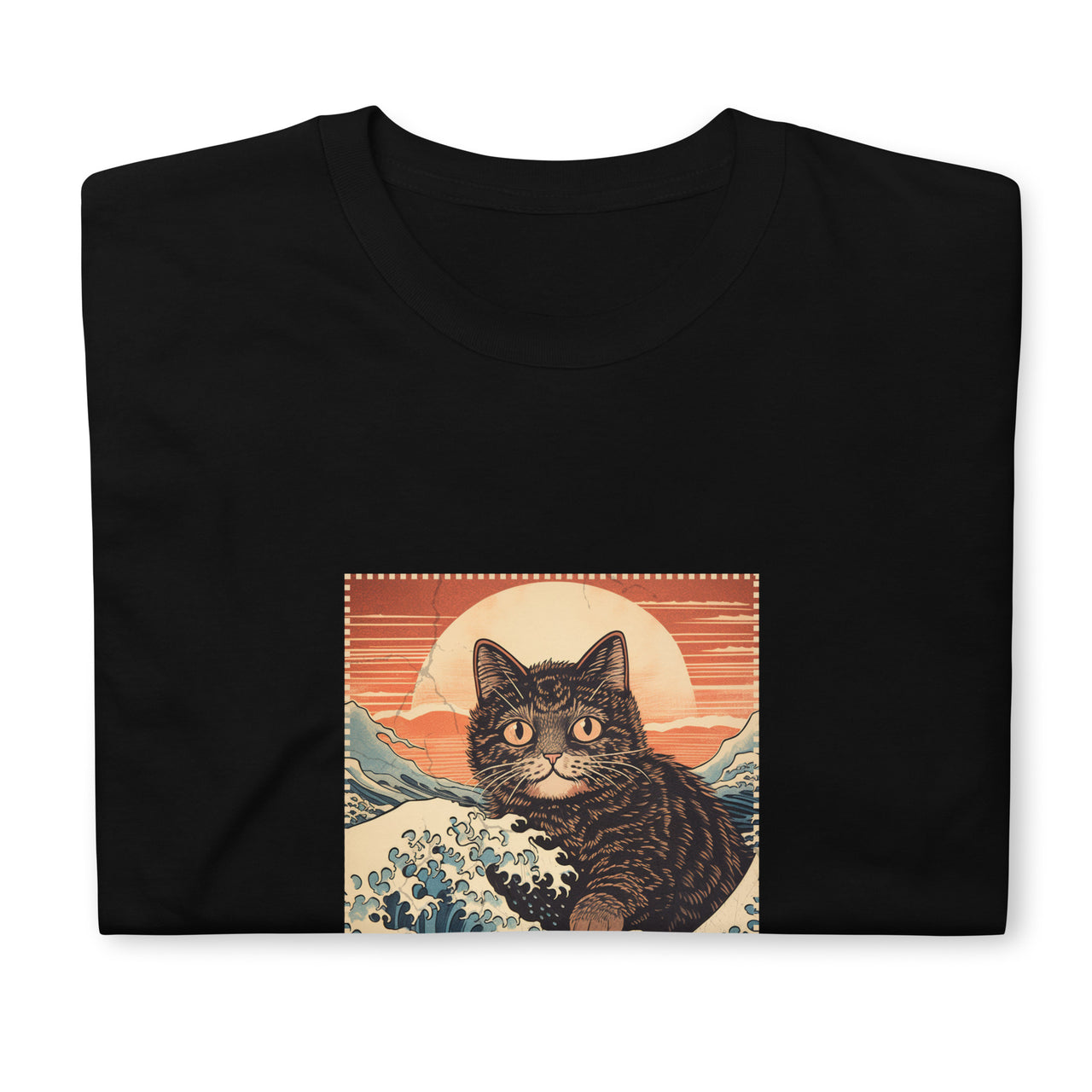 Ukiyo-e Cat Rides the Wave T-Shirt