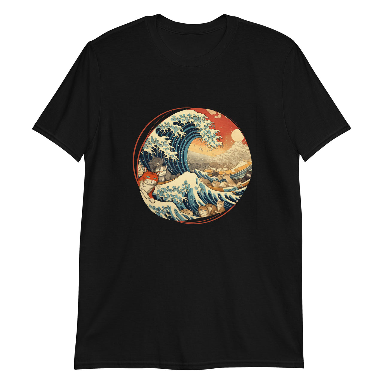 Ukiyo-e Cats Riding the Great Wave T-Shirt