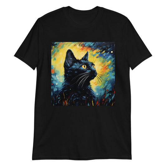 Impressionist Black Cat Night T-Shirt
