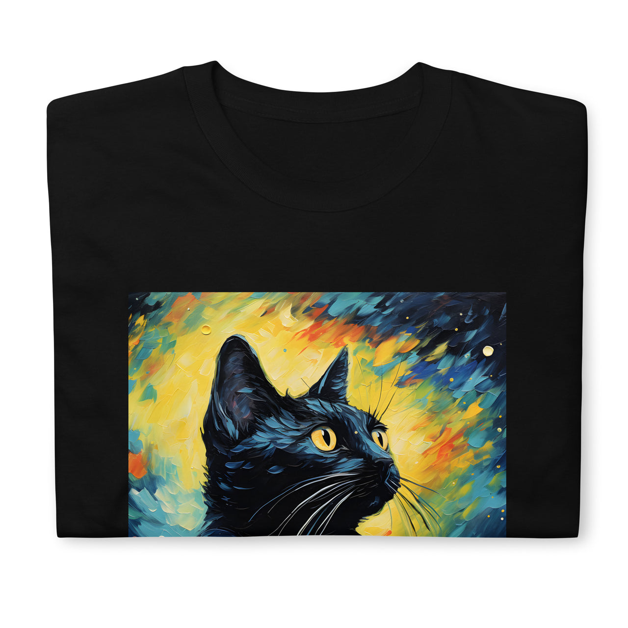 Impressionist Black Cat Night T-Shirt