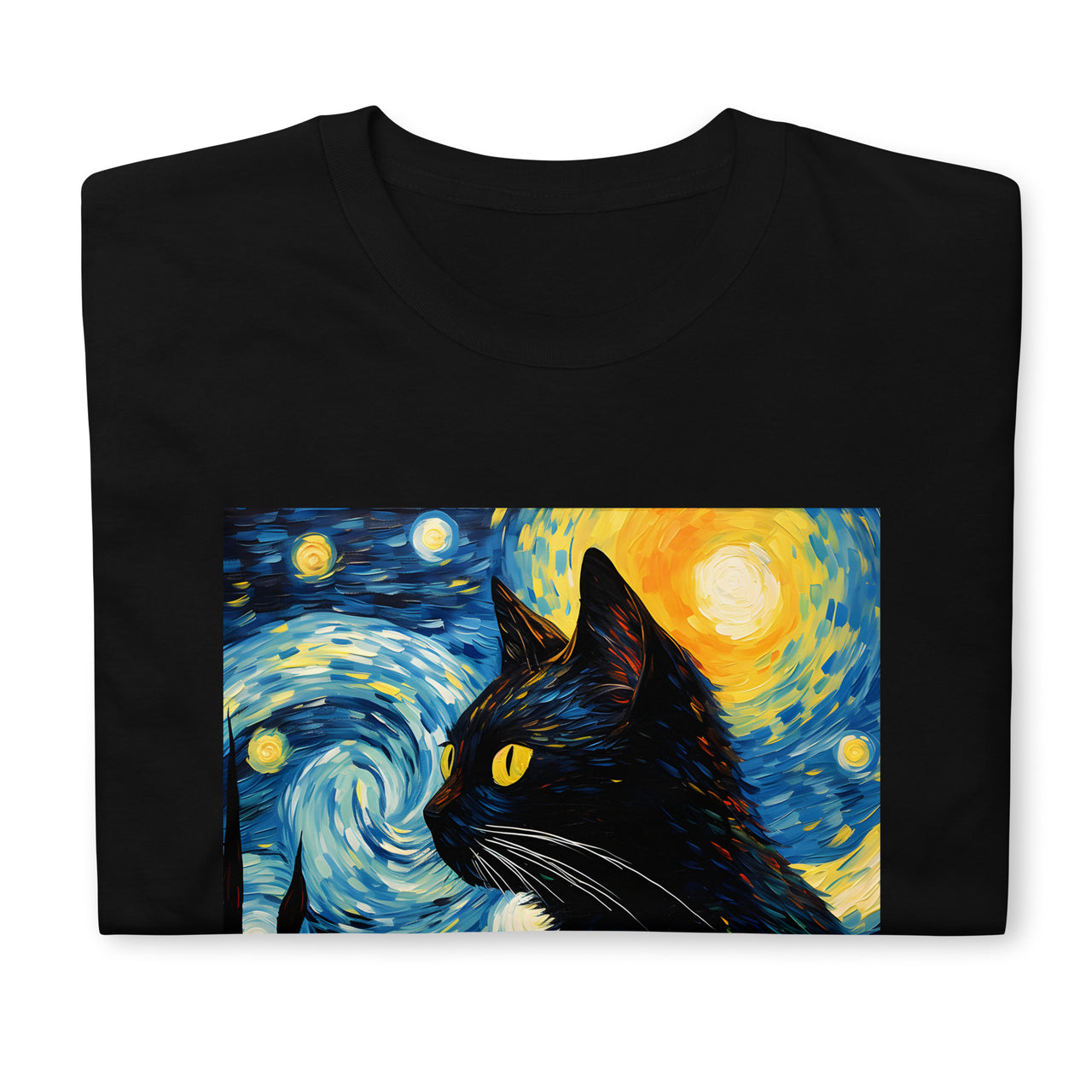A Starry Black Cat Night Van Gogh T-Shirt