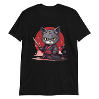 Thumbnail for Katana Pose: Cartoon Warrior Cat T-Shirt