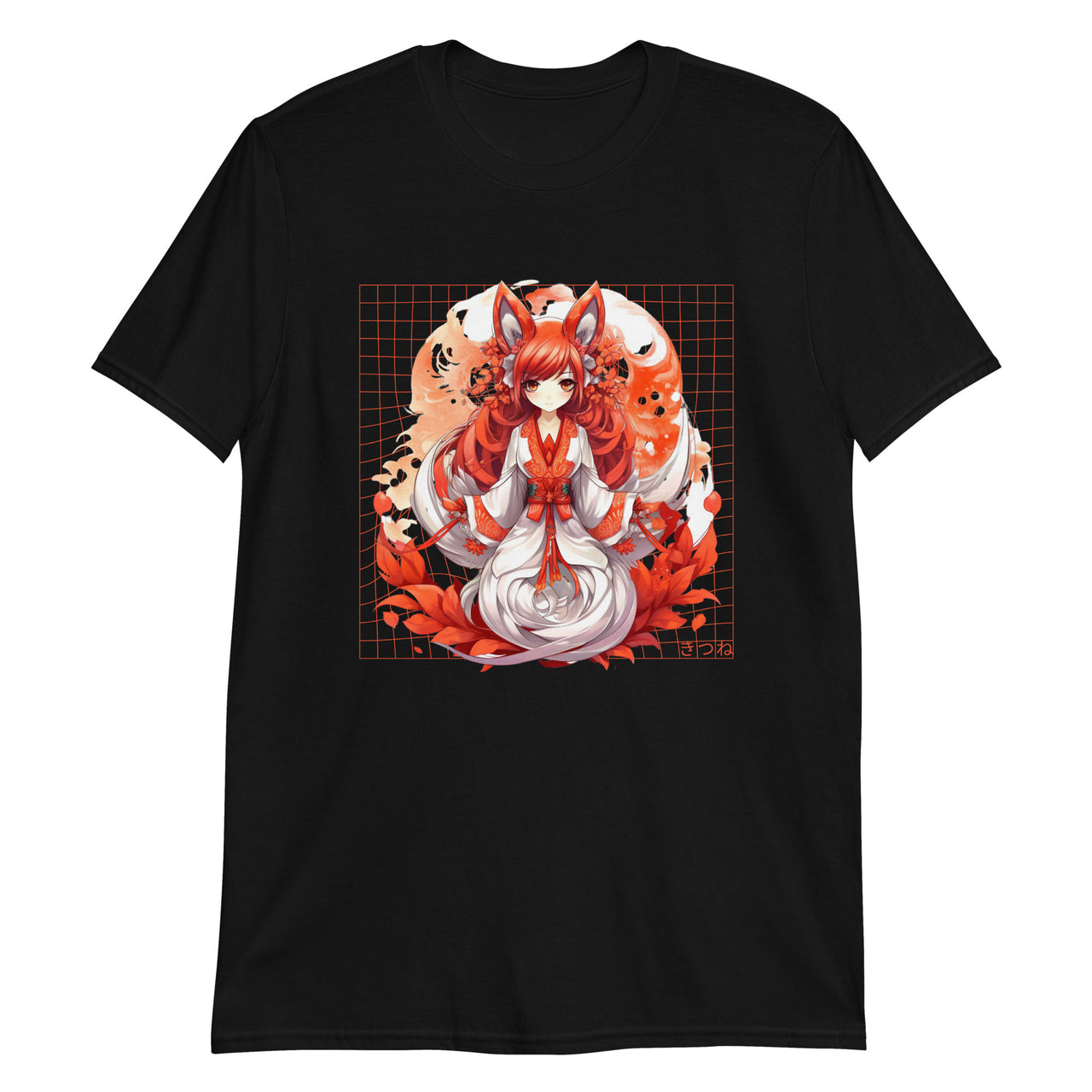 Kitsune Girl Anime: Swirling Leaves T-Shirt