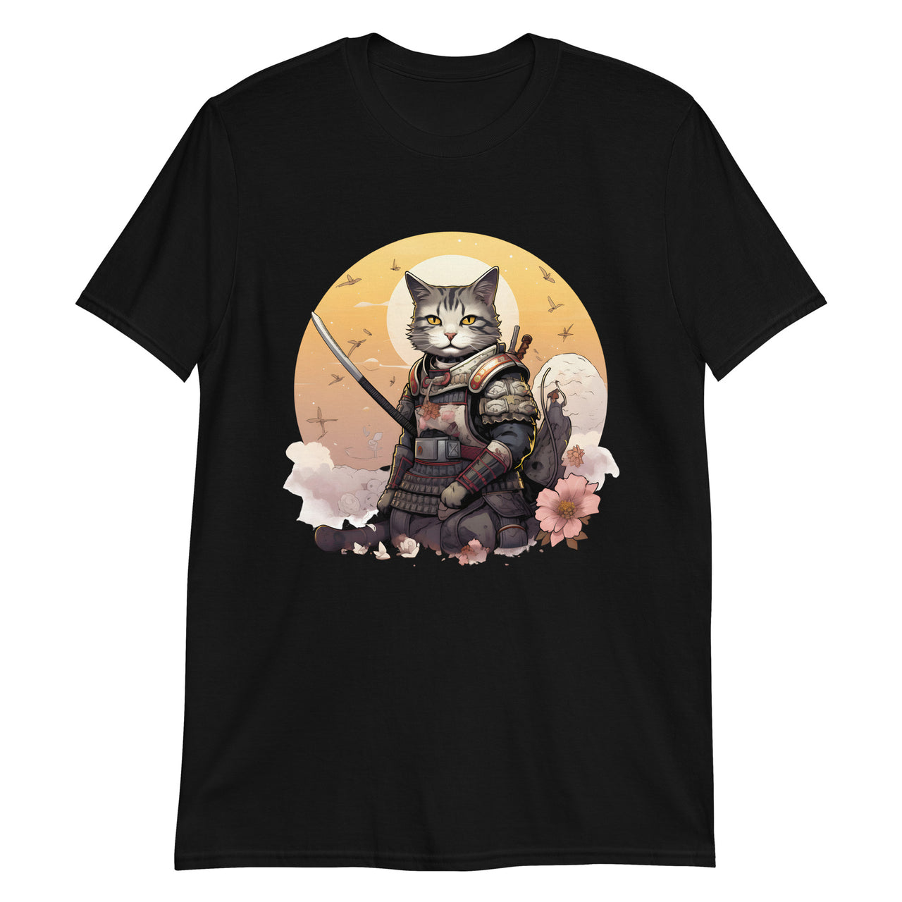 Japanese Samurai Cat Kawaii Manga Neko T-Shirt