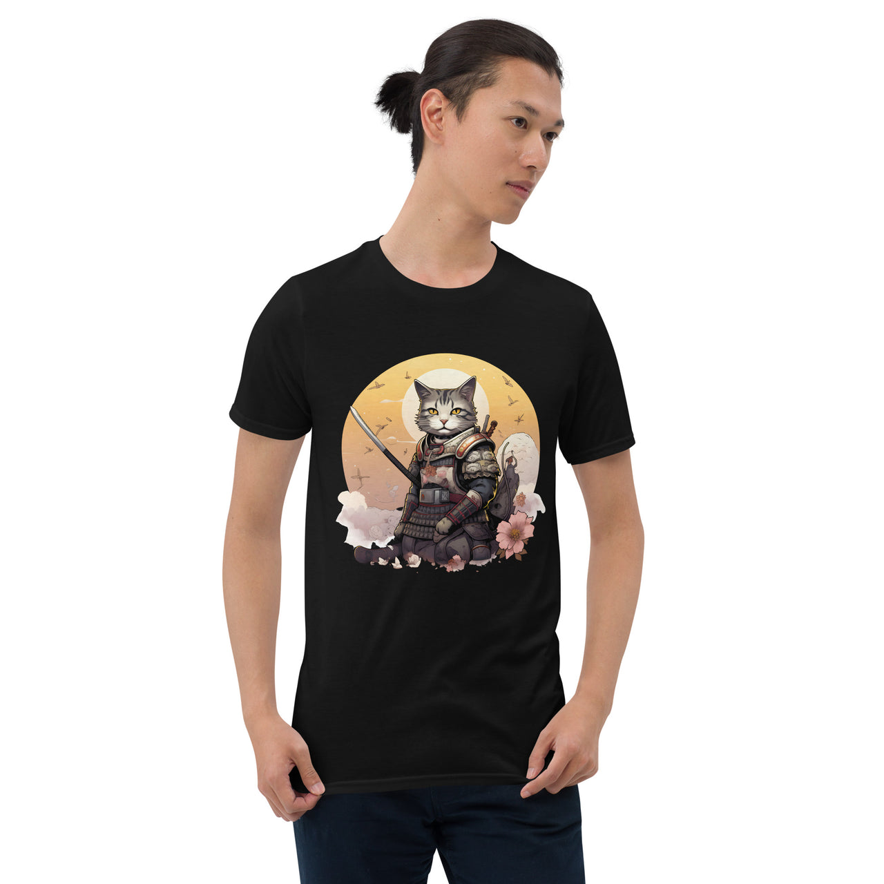 Japanese Samurai Cat Kawaii Manga Neko T-Shirt