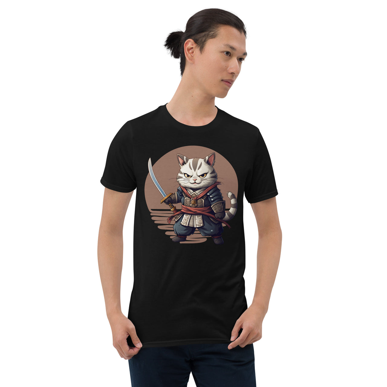 Kawaii Japanese Samurai Cat Stare T-Shirt