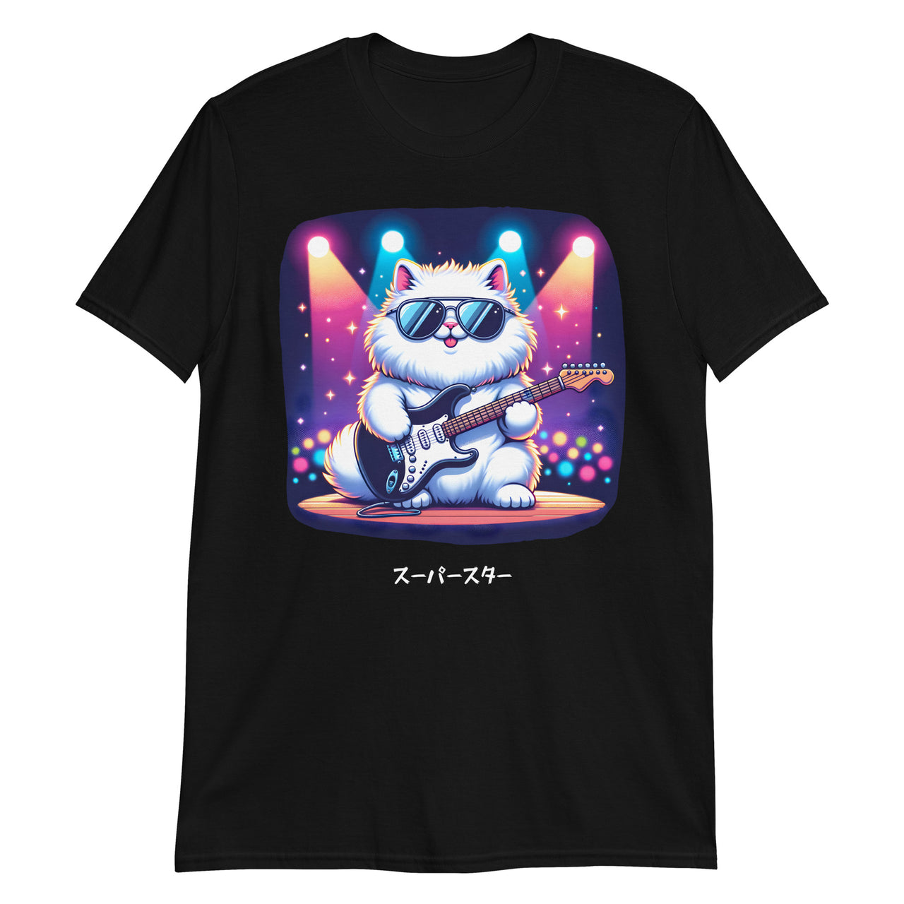 Super Star Japanese Cat Rocker on Stage T-Shirt