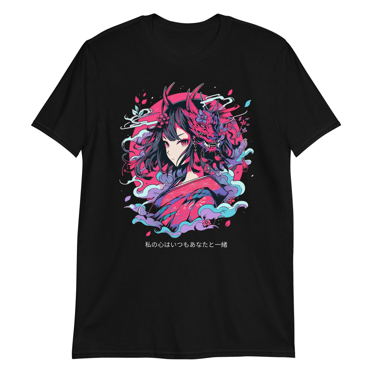 Anime Girl with Dragon Mask T-Shirt